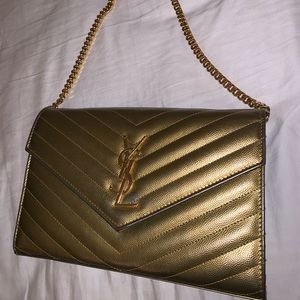 Saint Laurent Gold WOC Crossbody Bag
